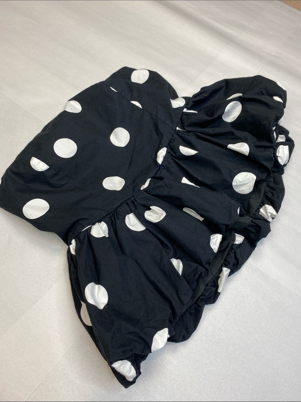 Blenca Black White Polka Dot Bubble Hem Strapless Tube Top Size Medium